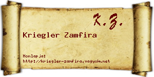Kriegler Zamfira névjegykártya